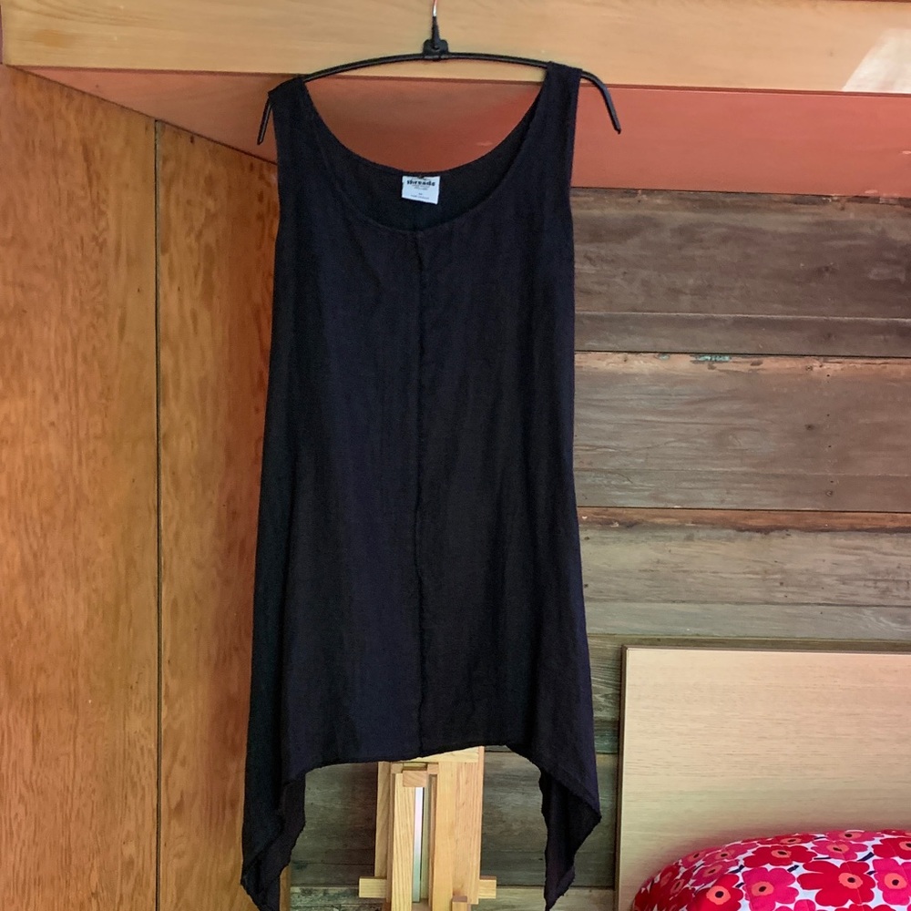 Black Linen Trapeze Tank